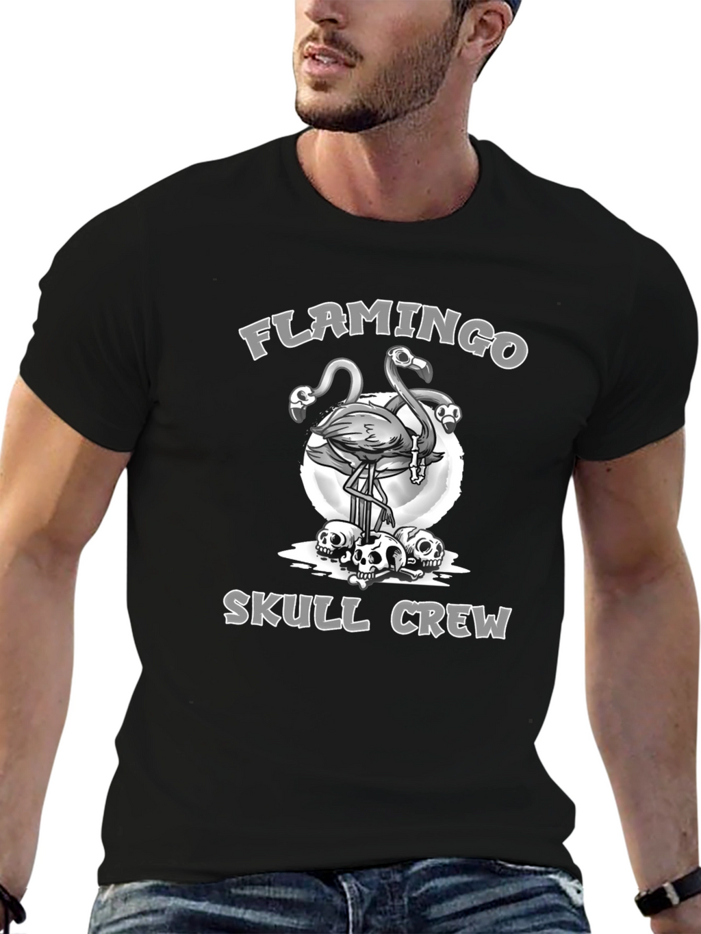 Flamingo Skull Crew Graphic Tee