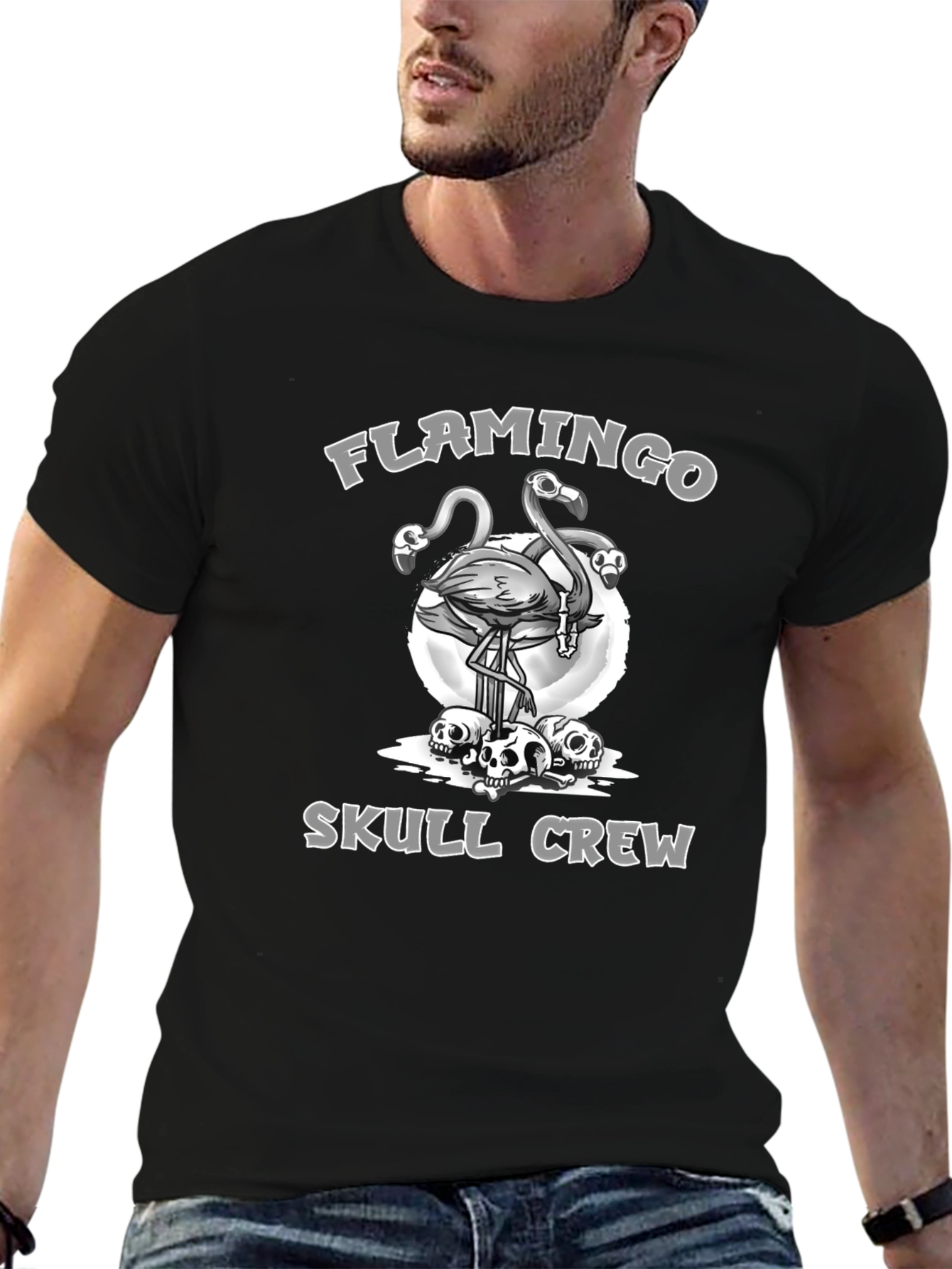 Flamingo Skull Crew Graphic Tee