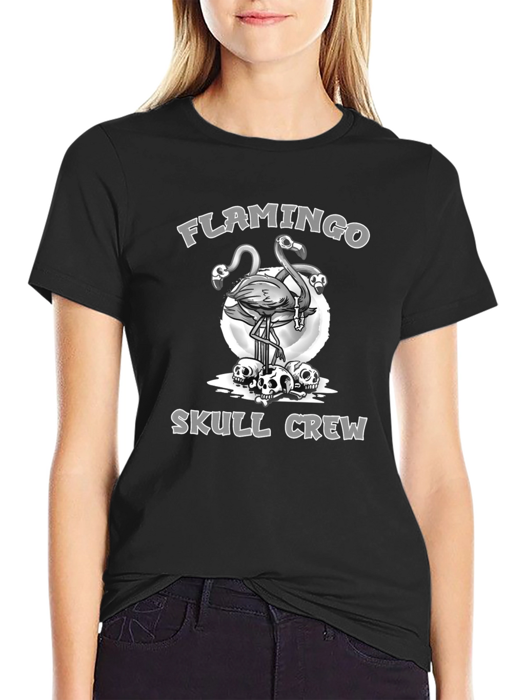 Flamingo Skull Crew Graphic Tee