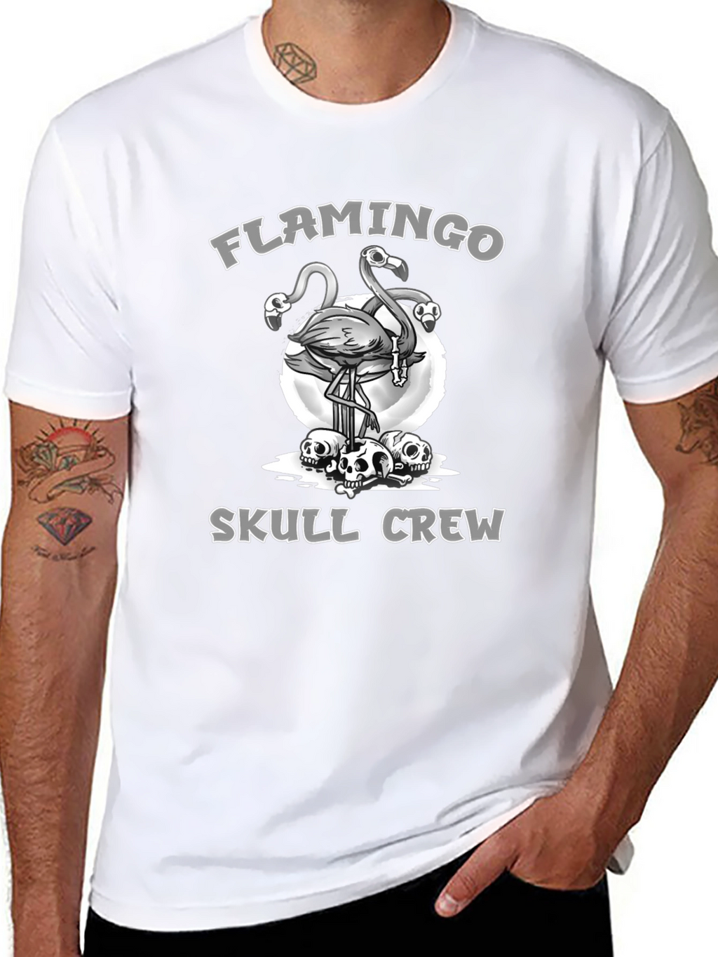 Flamingo Skull Crew Graphic Tee