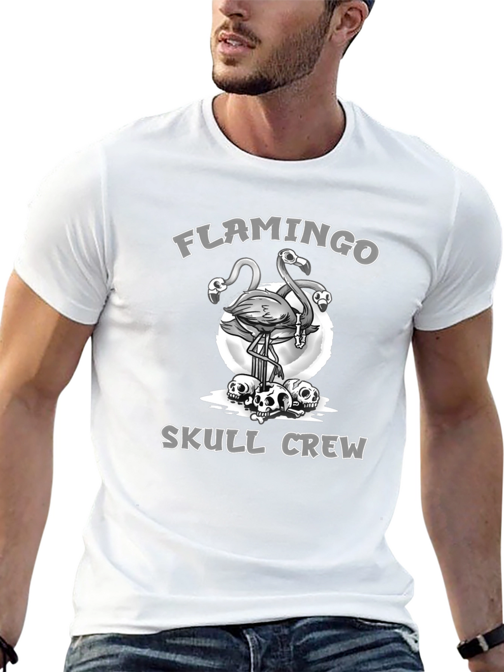 Flamingo Skull Crew Graphic Tee