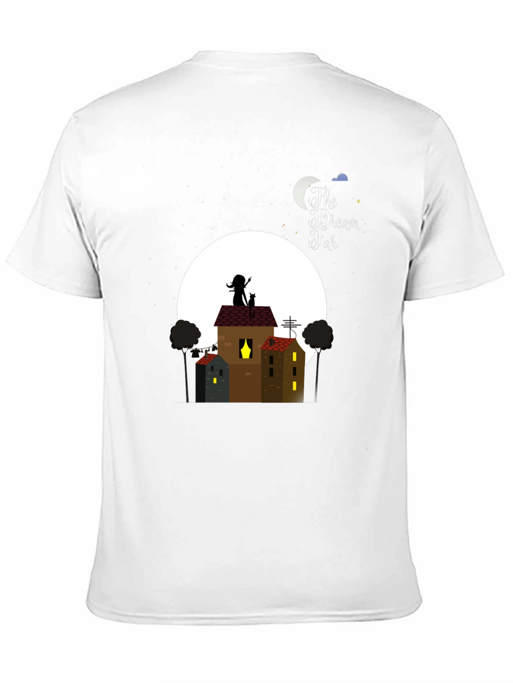 Dream Far T-Shirt - Nighttime Rooftop Design