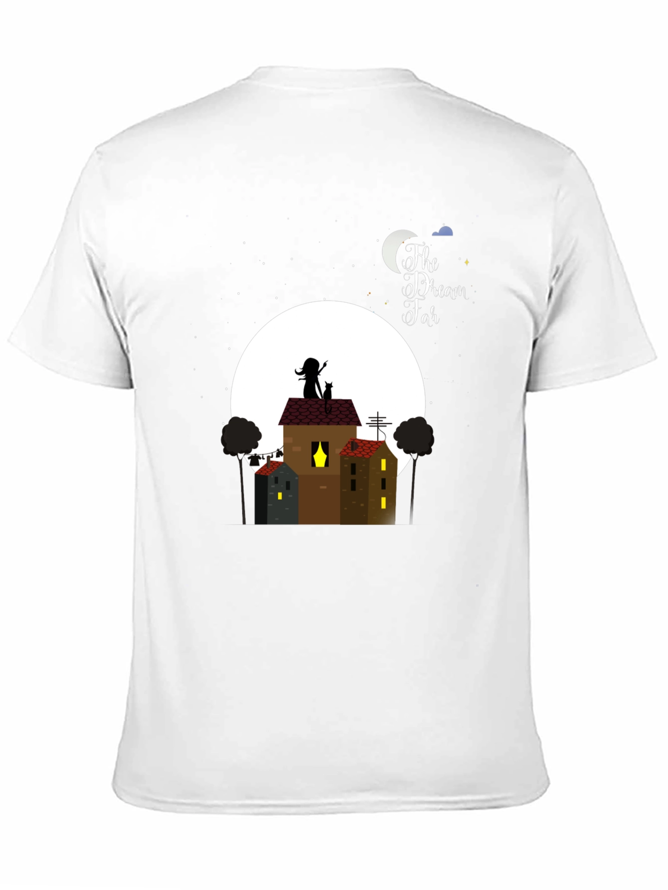 Dream Far T-Shirt - Nighttime Rooftop Design