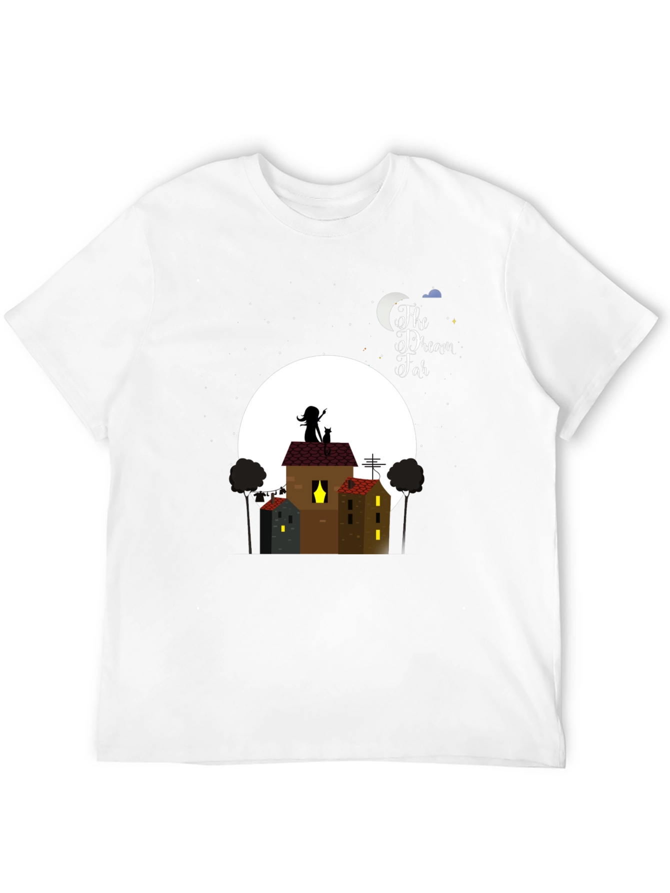 Dream Far T-Shirt - Nighttime Rooftop Design