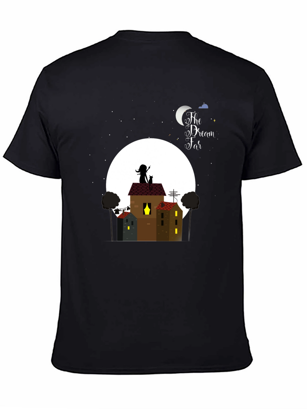 Dream Far T-Shirt - Nighttime Rooftop Design