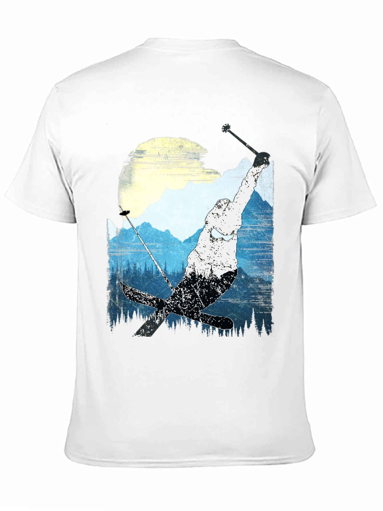 Skiing Mountain Graphic Tee - Black Casual Shirt