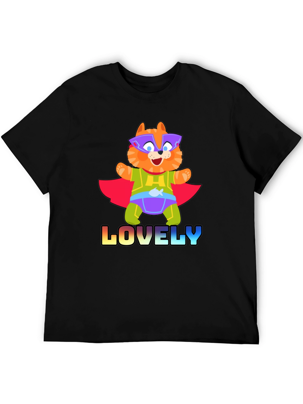 Lovely Superhero Cat Graphic T-Shirt