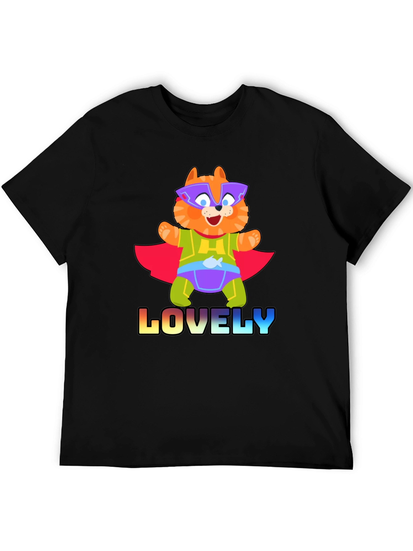 Lovely Superhero Cat Graphic T-Shirt