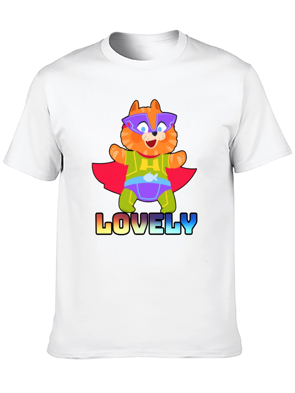 Lovely Superhero Cat Graphic T-Shirt