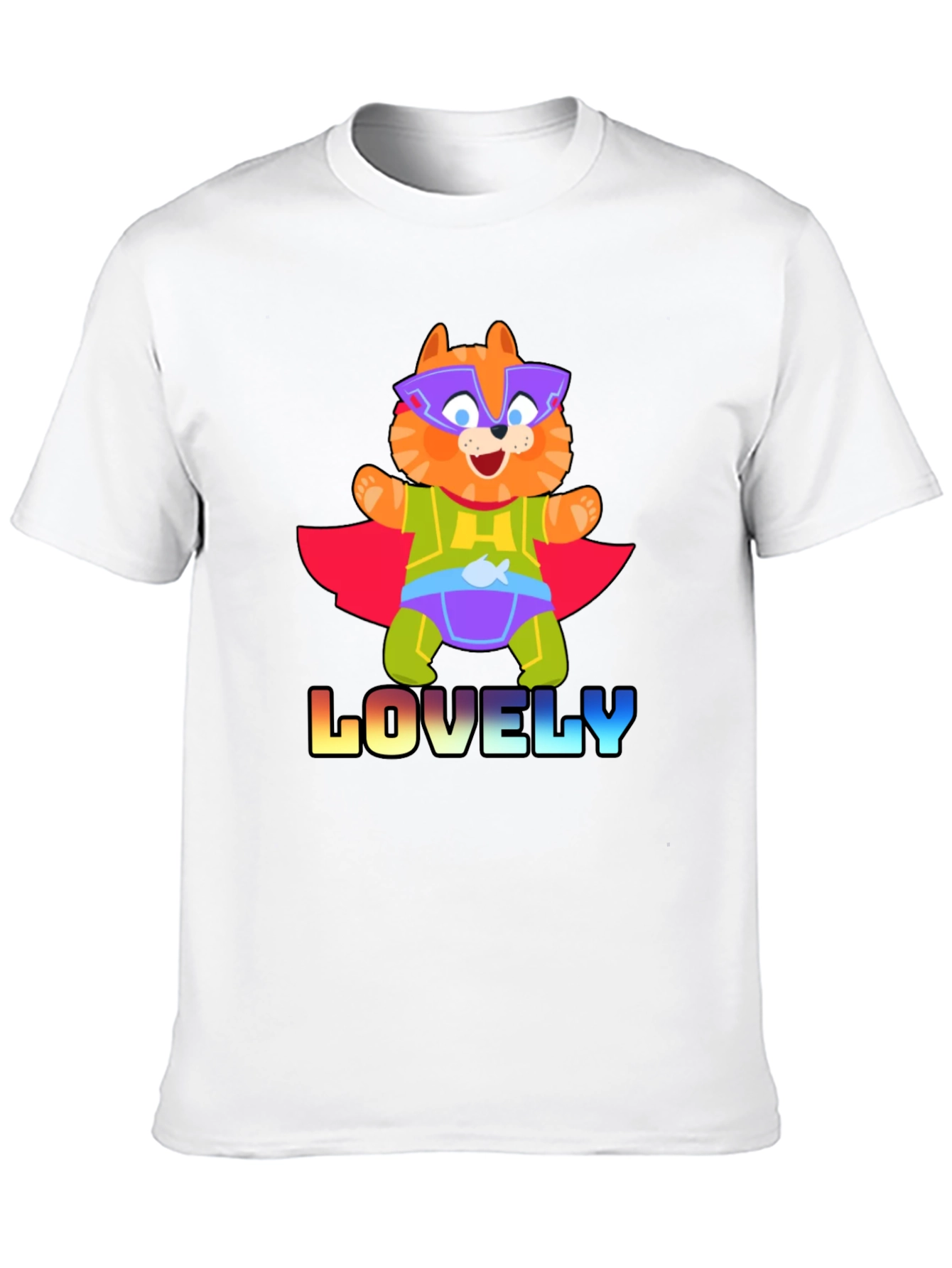 Lovely Superhero Cat Graphic T-Shirt