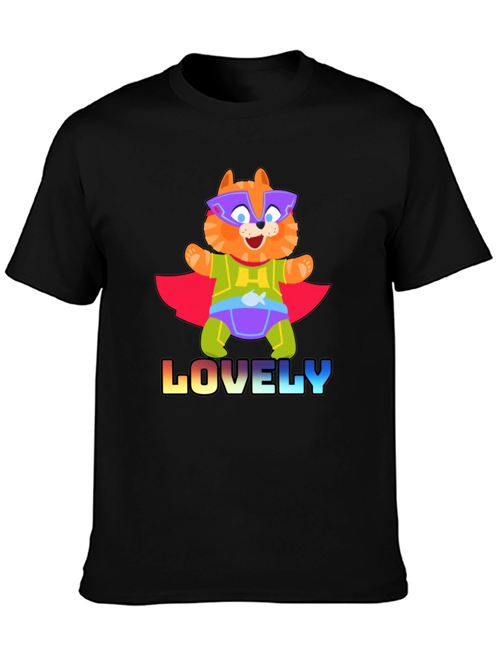 Lovely Superhero Cat Graphic T-Shirt