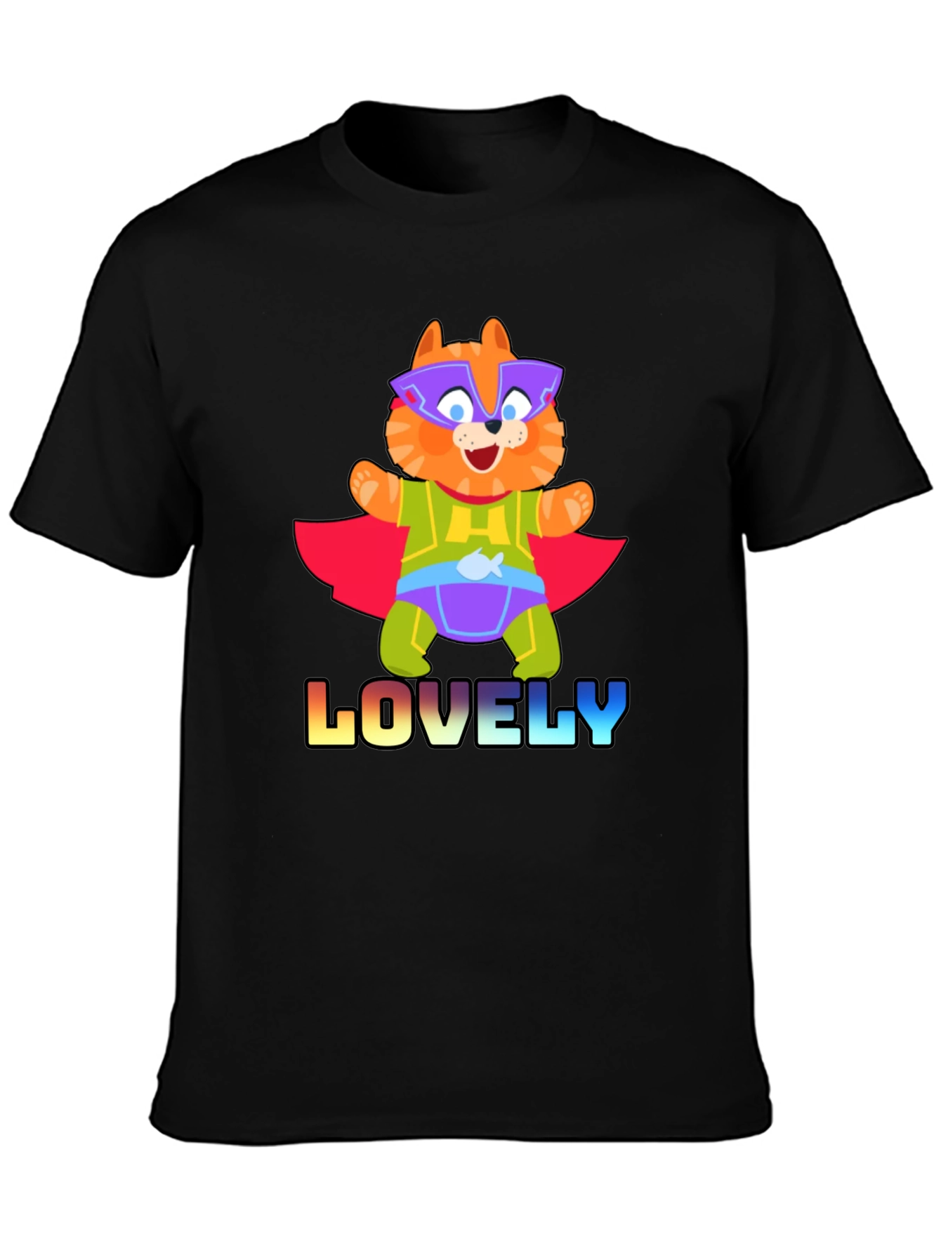 Lovely Superhero Cat Graphic T-Shirt