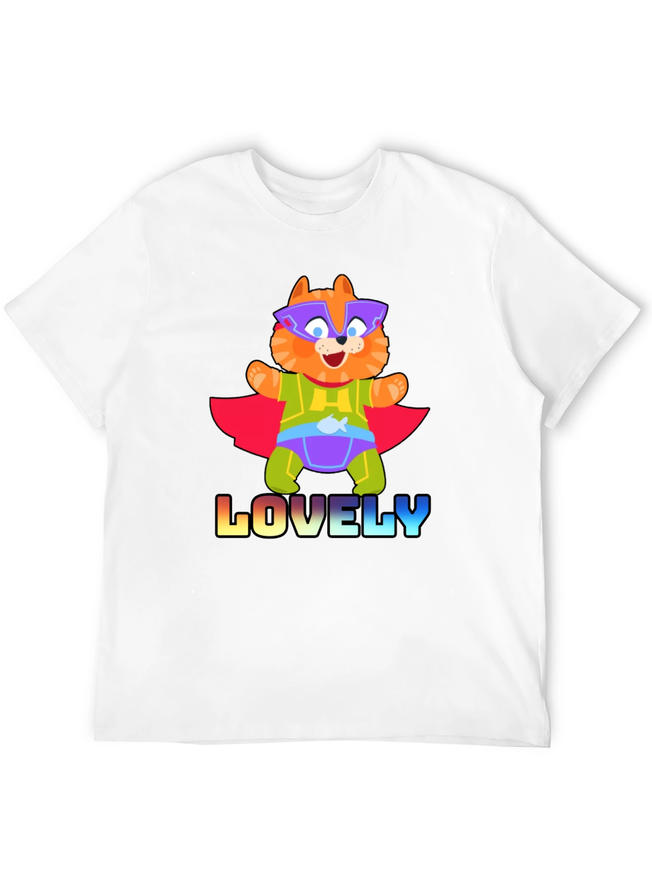 Lovely Superhero Cat Graphic T-Shirt