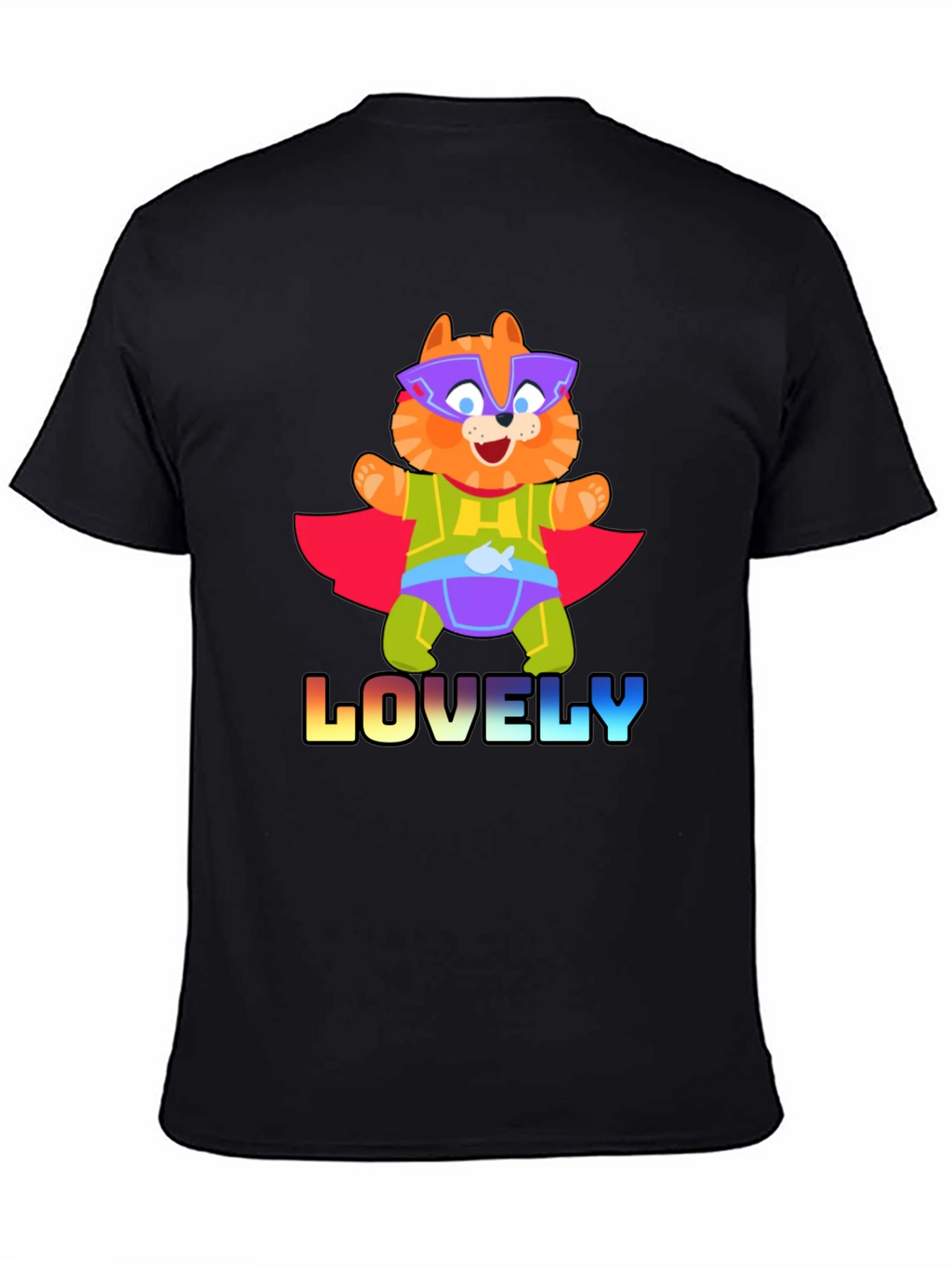 Lovely Superhero Cat Graphic T-Shirt
