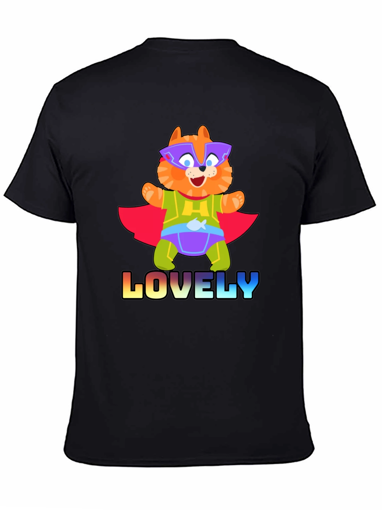 Lovely Superhero Cat Graphic T-Shirt