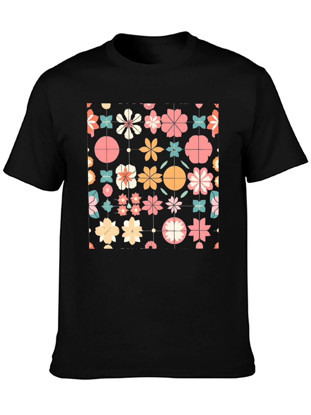 Floral Pattern T-Shirt - Retro Style