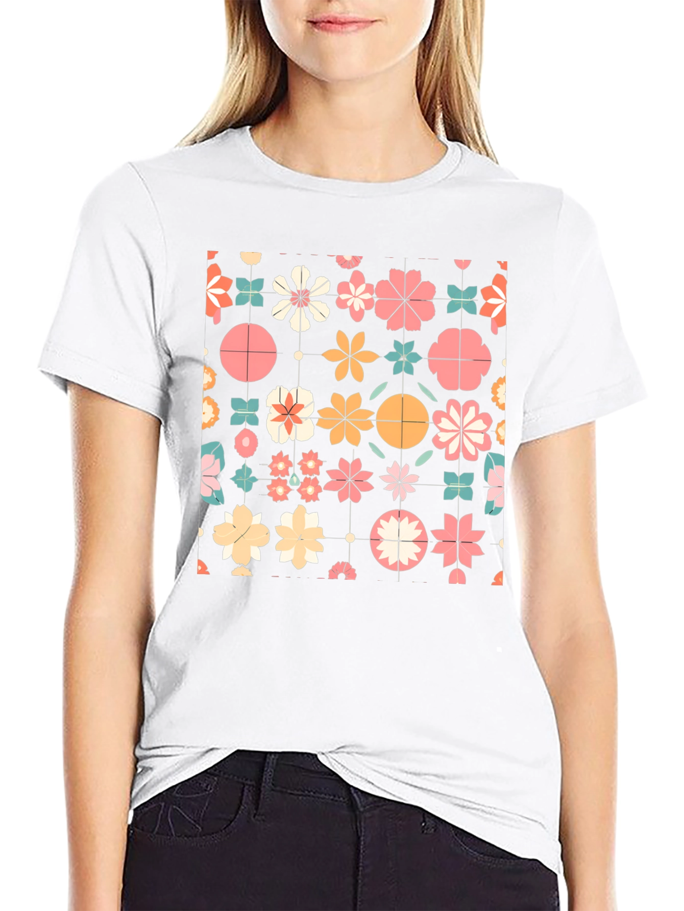 Floral Pattern T-Shirt - Retro Style