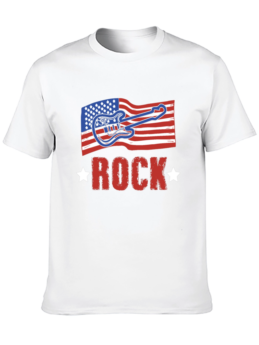 American Flag Rock Guitar Black T-Shirt