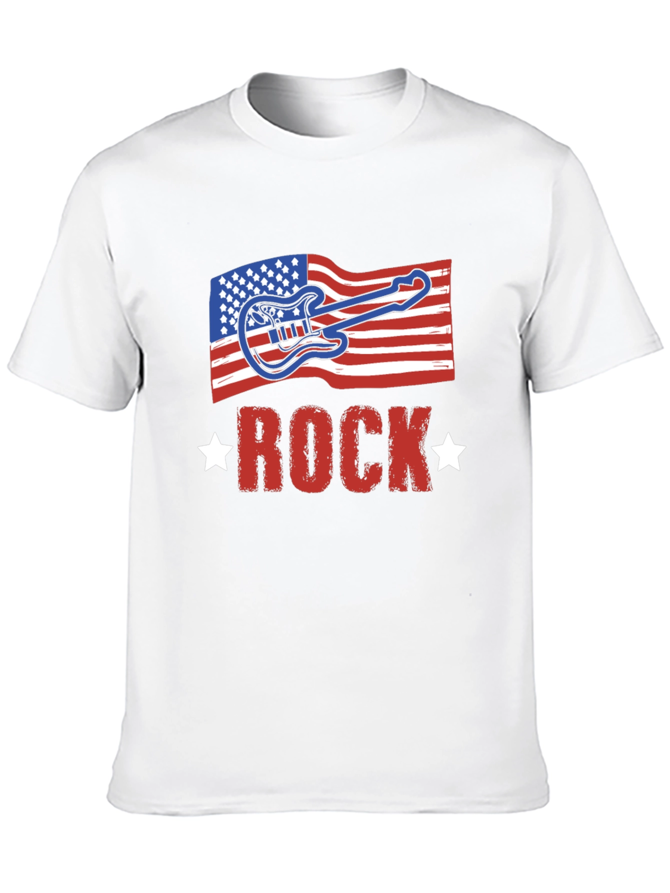 American Flag Rock Guitar Black T-Shirt