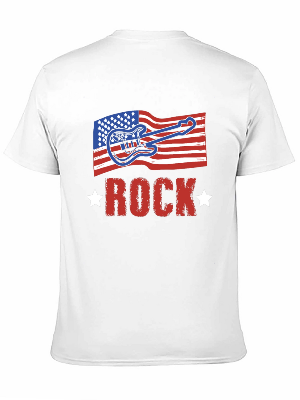 American Flag Rock Guitar Black T-Shirt