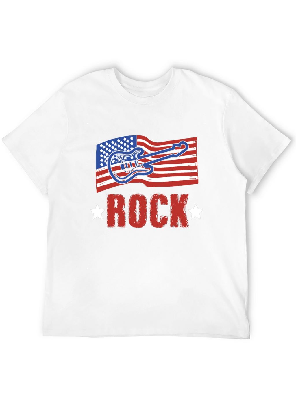 American Flag Rock Guitar Black T-Shirt