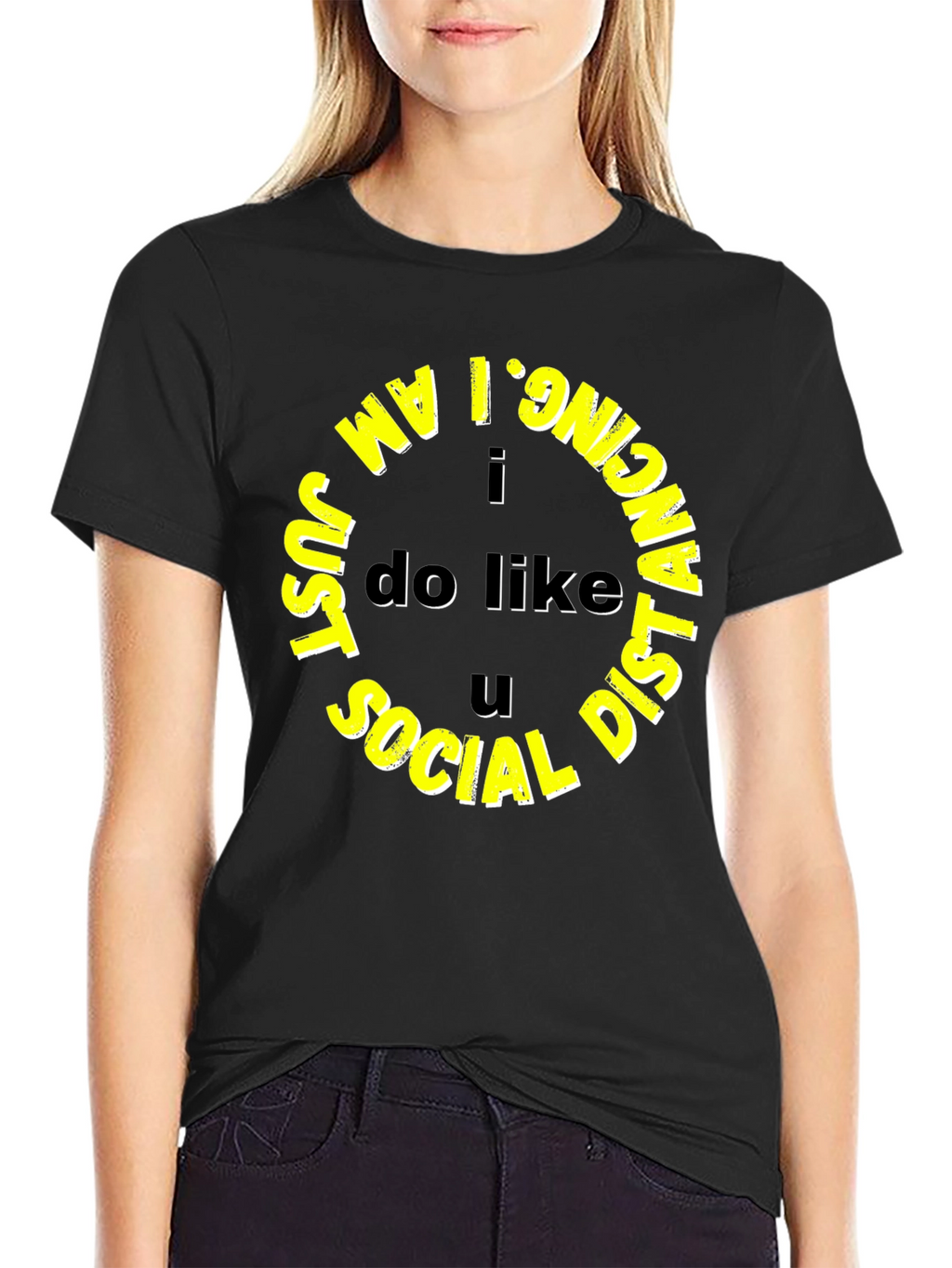 I Am Just Social Distancing Black Tee