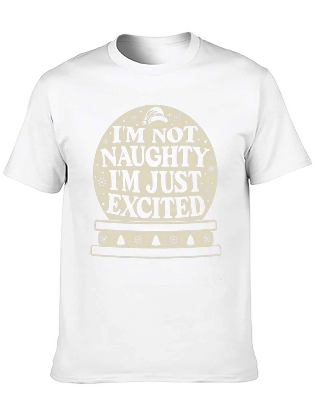 Naughty? Excited! Christmas Snow Globe T-Shirt