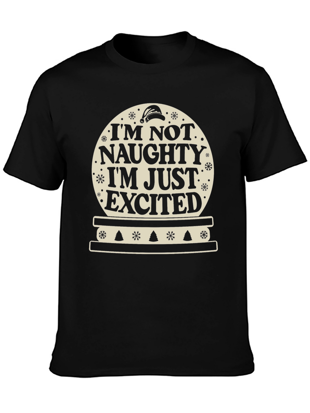Naughty? Excited! Christmas Snow Globe T-Shirt