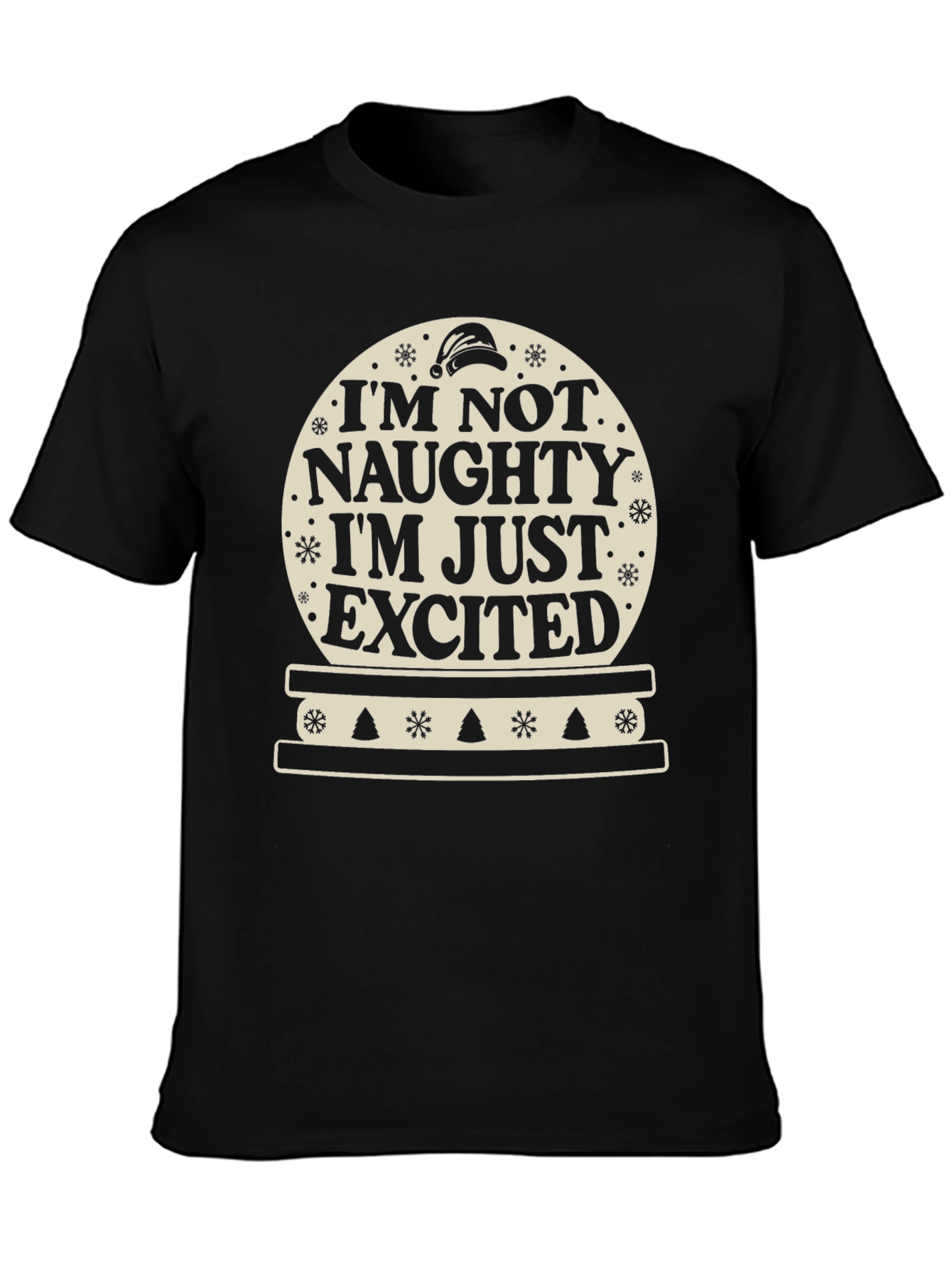 Naughty? Excited! Christmas Snow Globe T-Shirt