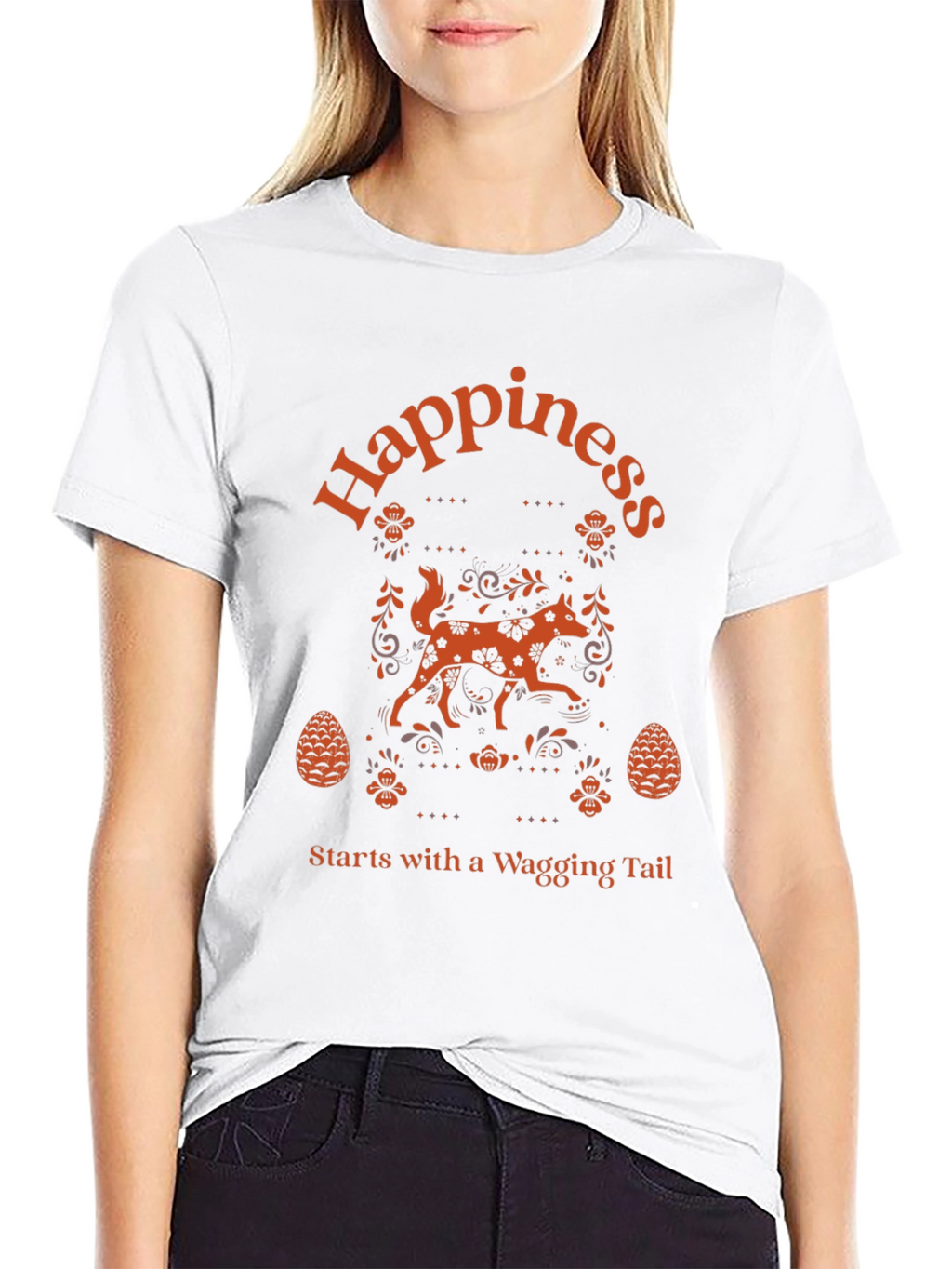 Happiness Wagging Tail Black T-Shirt