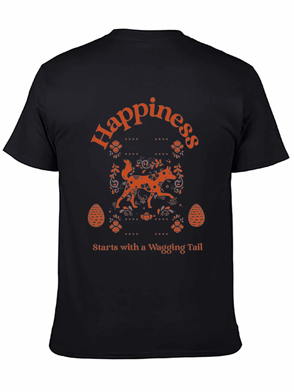 Happiness Wagging Tail Black T-Shirt