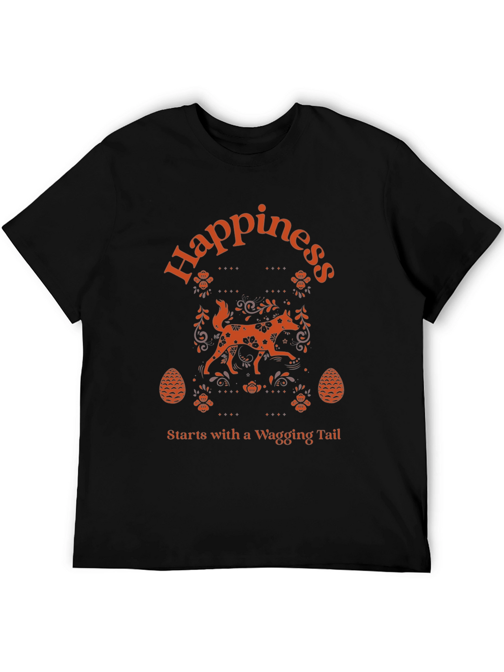 Happiness Wagging Tail Black T-Shirt
