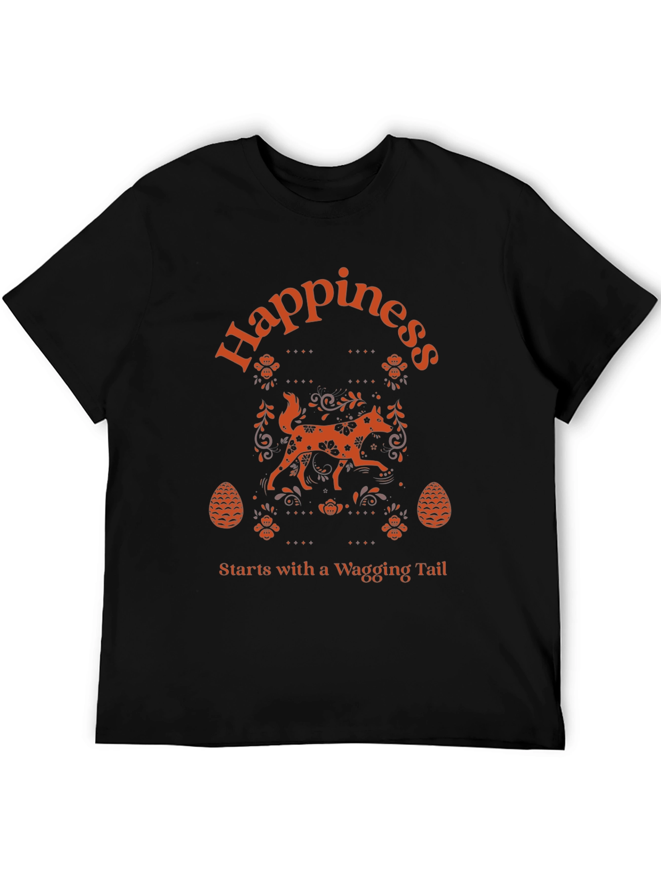 Happiness Wagging Tail Black T-Shirt