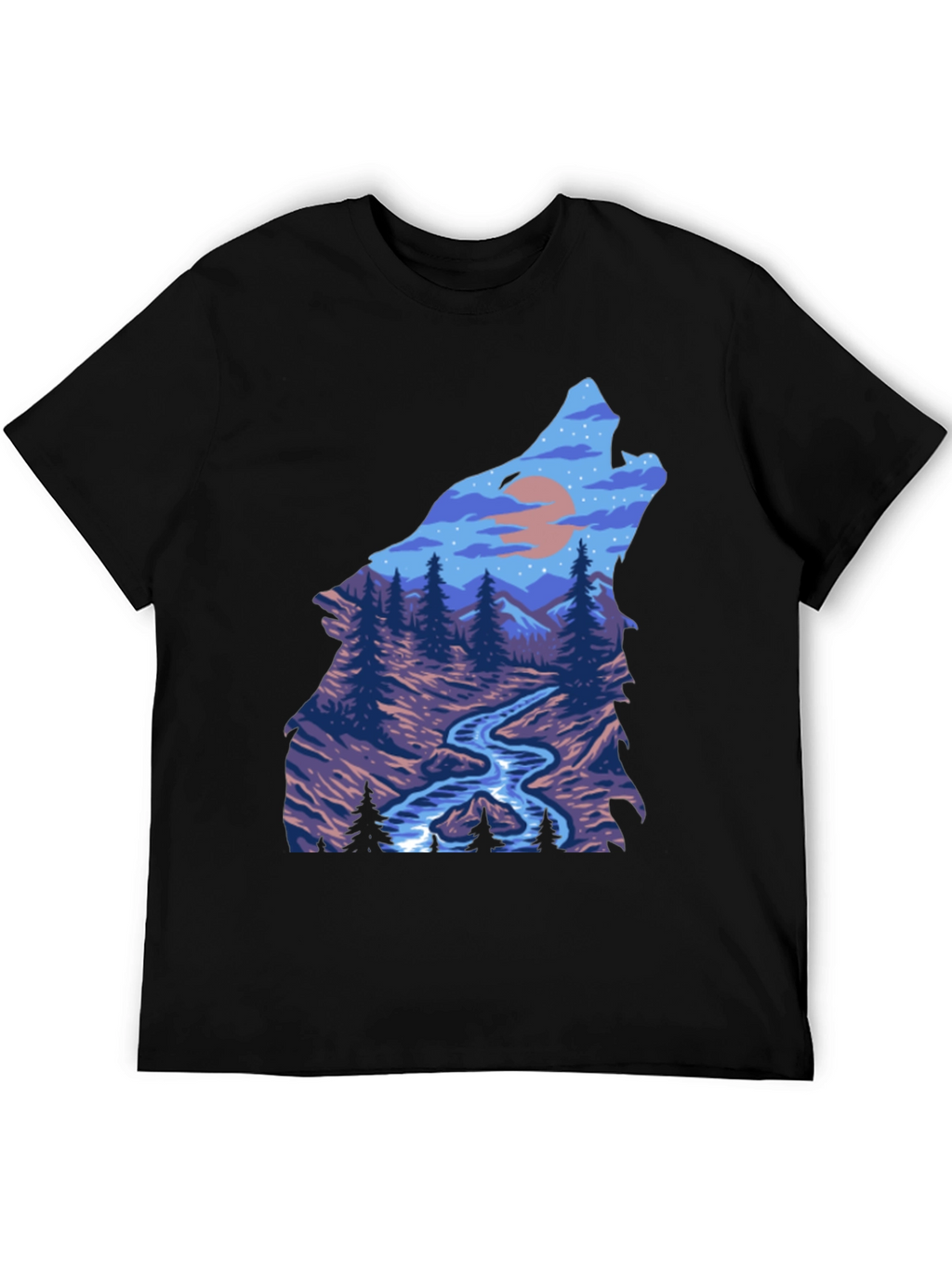 Wolf Howling at Moon Graphic T-Shirt