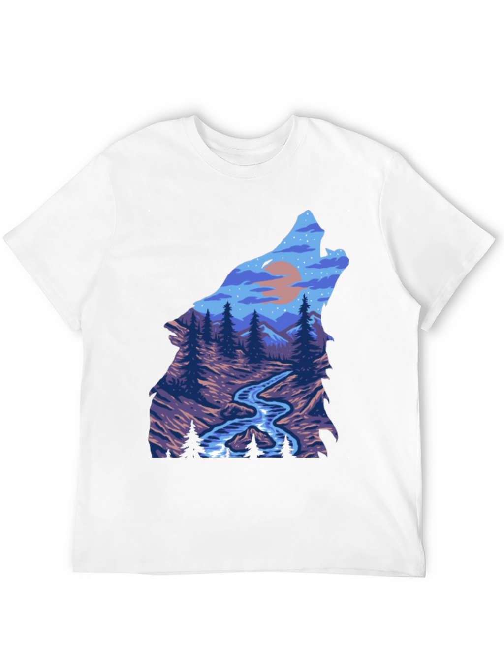 Wolf Howling at Moon Graphic T-Shirt