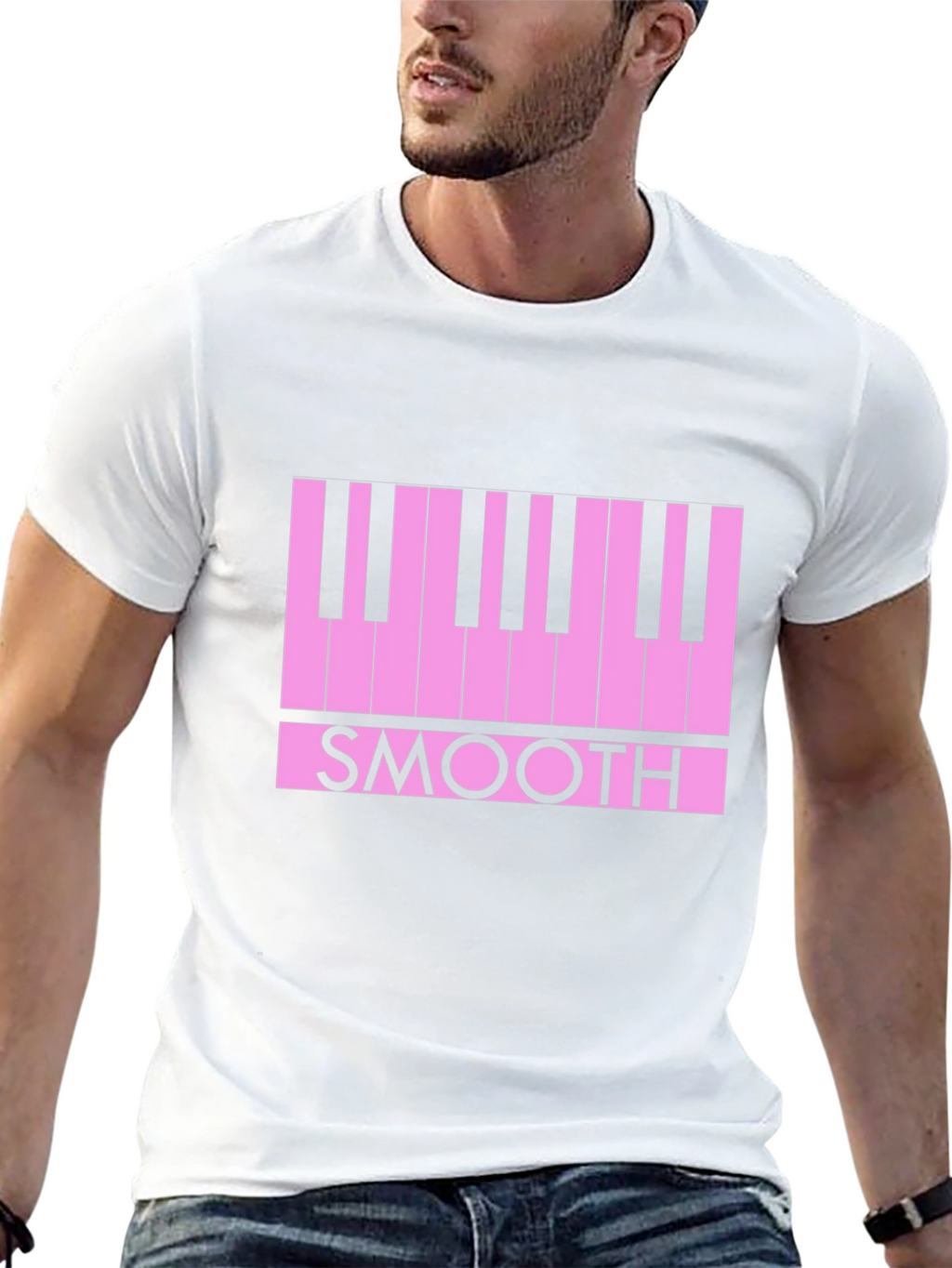 Smooth Piano Keys Graphic Tee - Black Casual T-Shirt