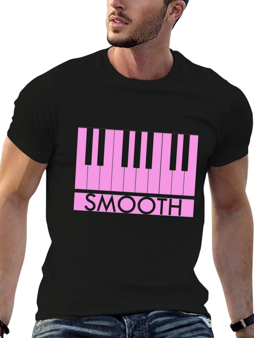 Smooth Piano Keys Graphic Tee - Black Casual T-Shirt