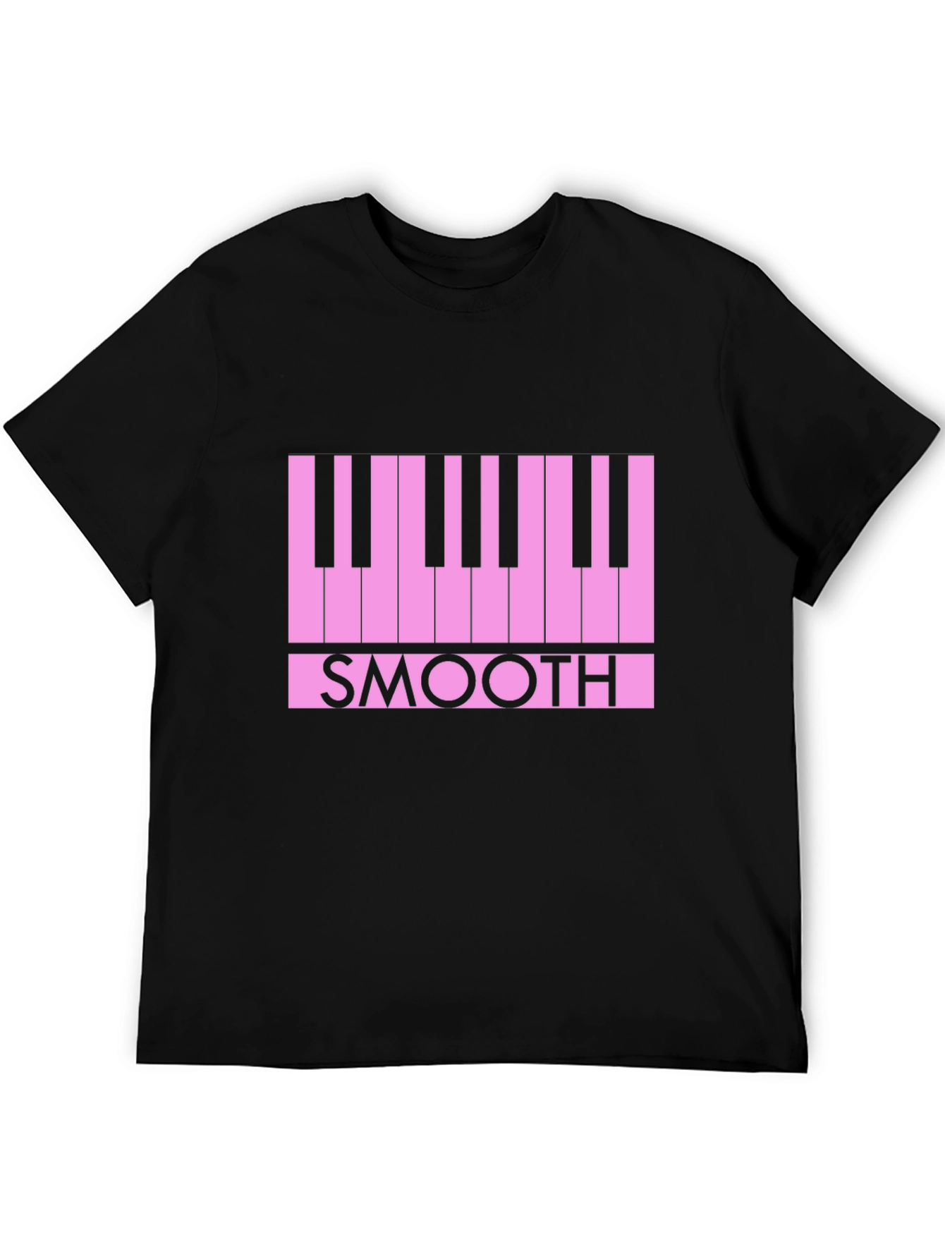 Smooth Piano Keys Graphic Tee - Black Casual T-Shirt