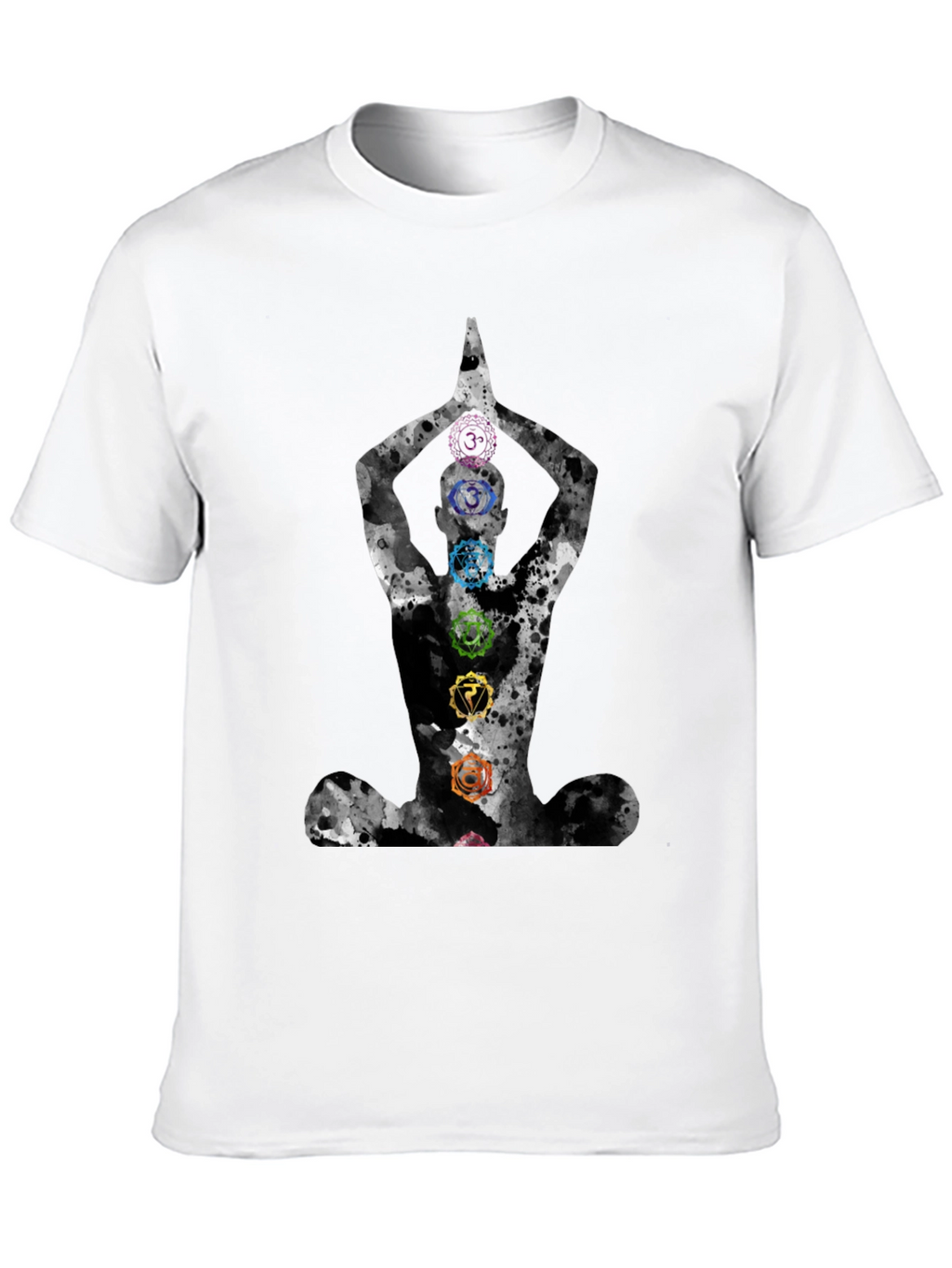 Chakra Meditation Black Graphic Tee - Spiritual Comfort