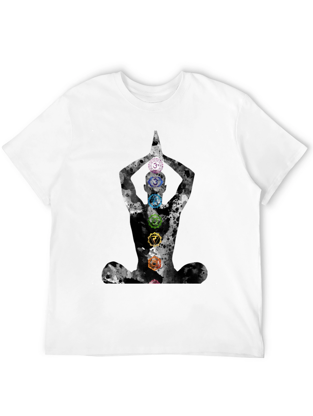 Chakra Meditation Black Graphic Tee - Spiritual Comfort
