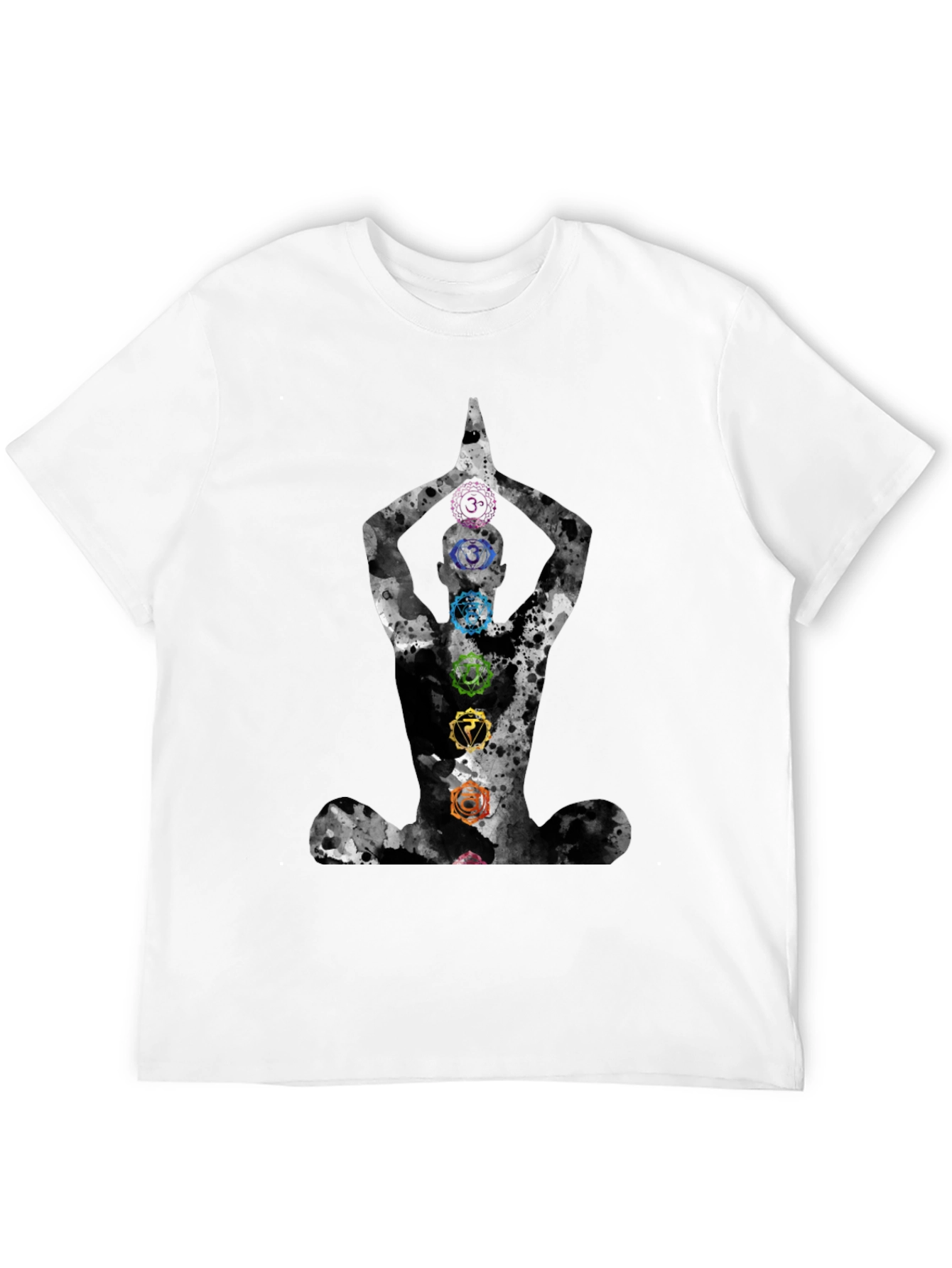 Chakra Meditation Black Graphic Tee - Spiritual Comfort