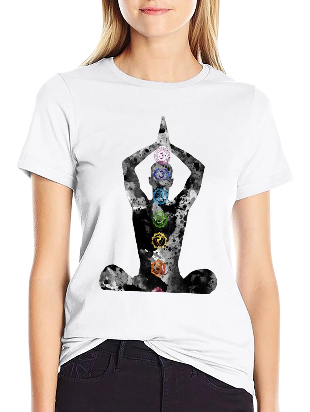 Chakra Meditation Black Graphic Tee - Spiritual Comfort
