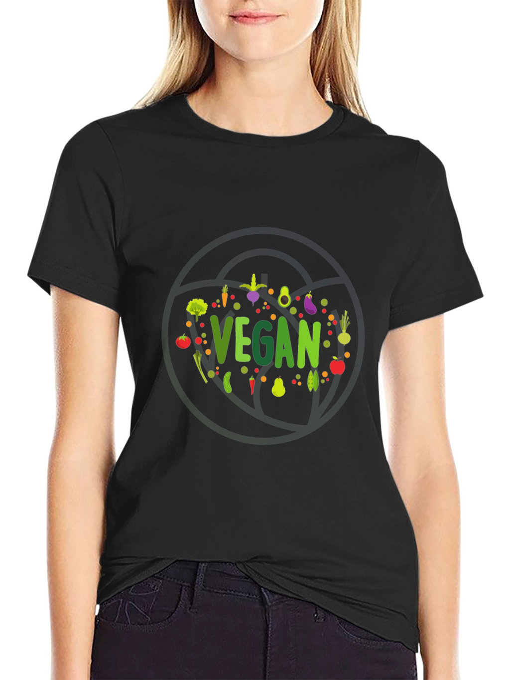 Vegan Graphic Print Black T-Shirt