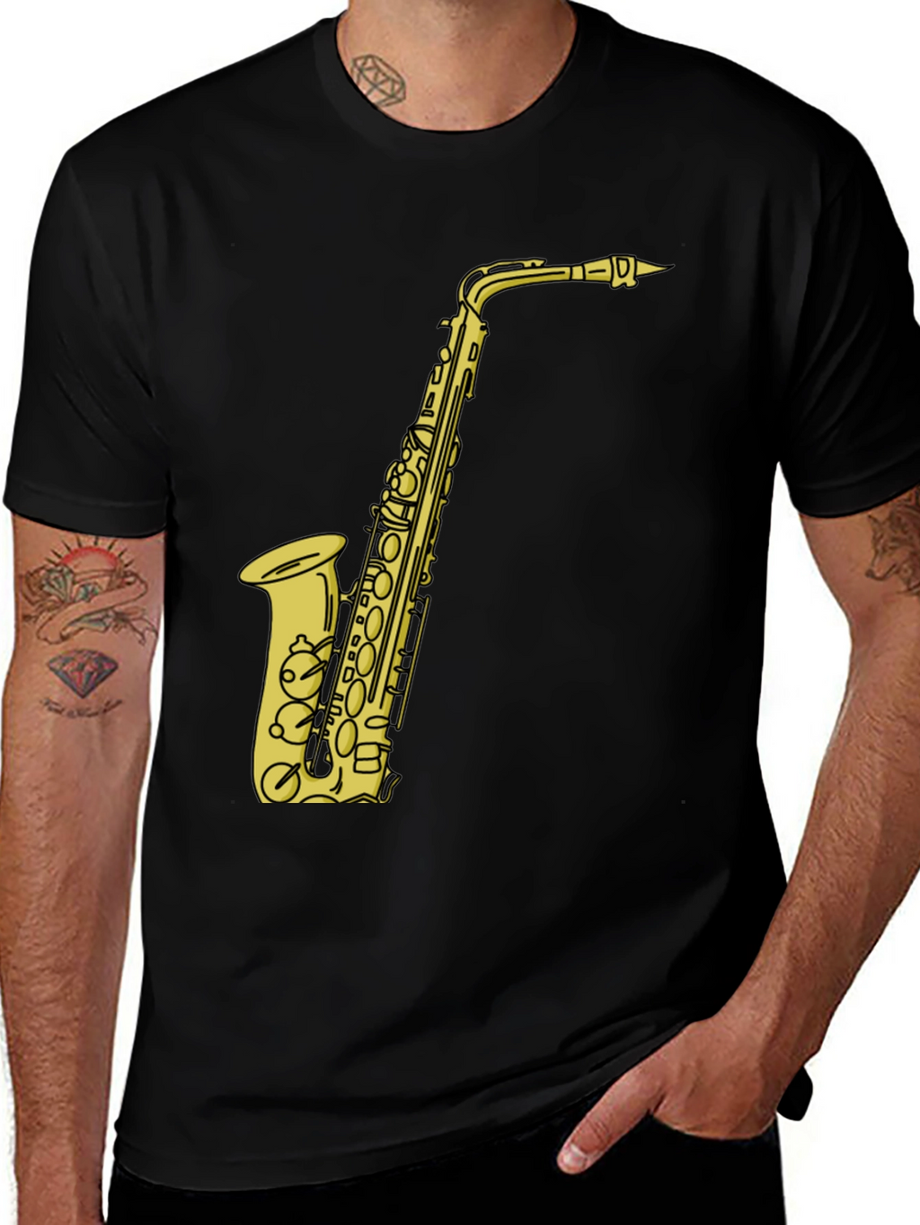 Saxophone Graphic Tee - Musicians Black T-Shirt