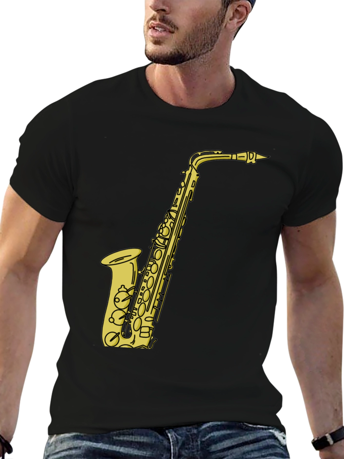 Saxophone Graphic Tee - Musicians Black T-Shirt