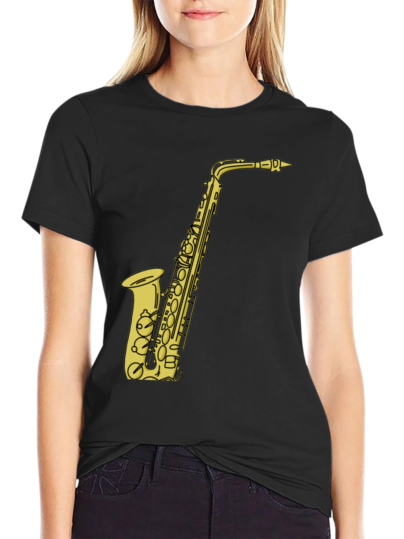 Saxophone Graphic Tee - Musicians Black T-Shirt