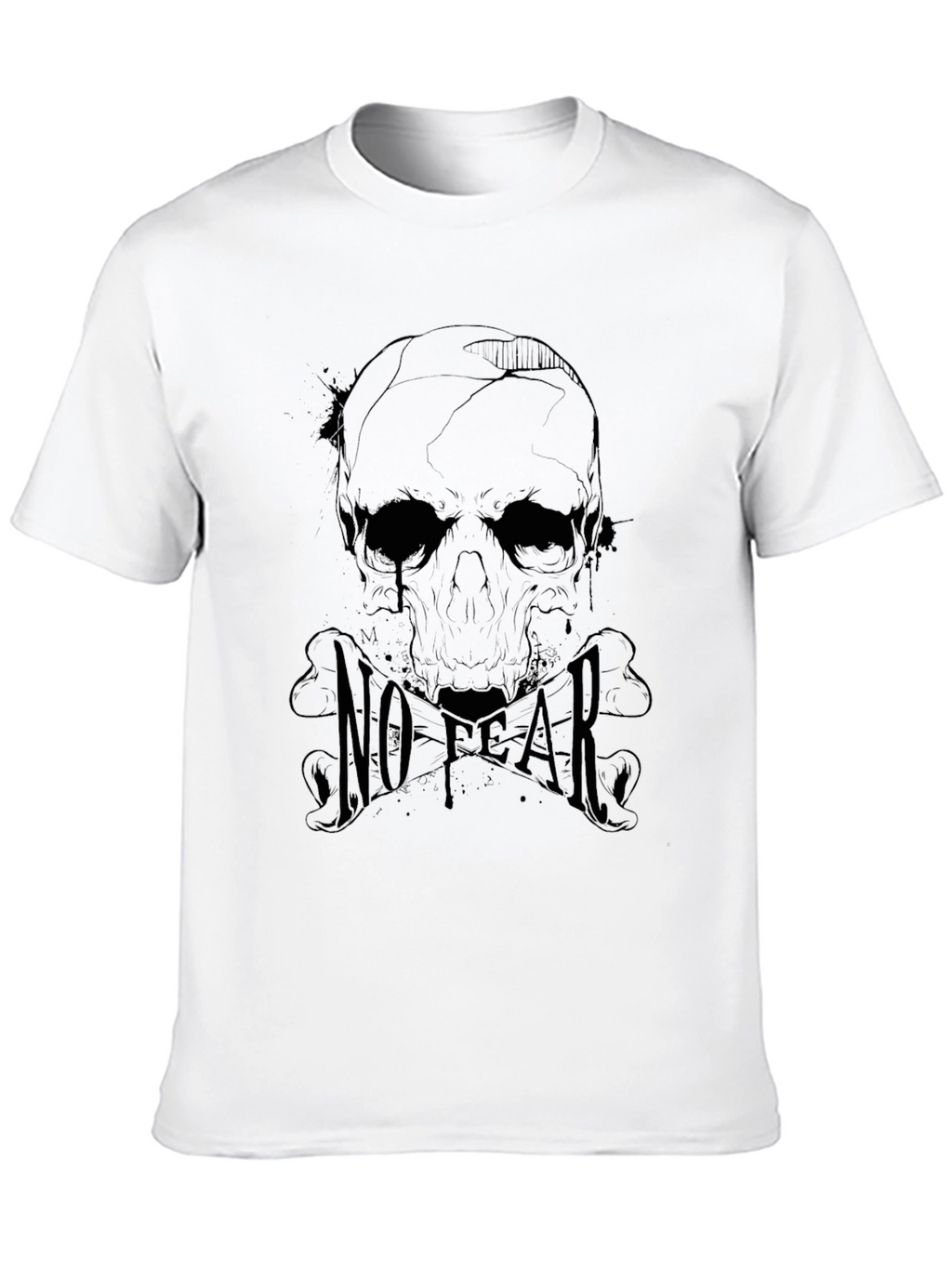 Mens Black No Fear Skull Graphic T-Shirt
