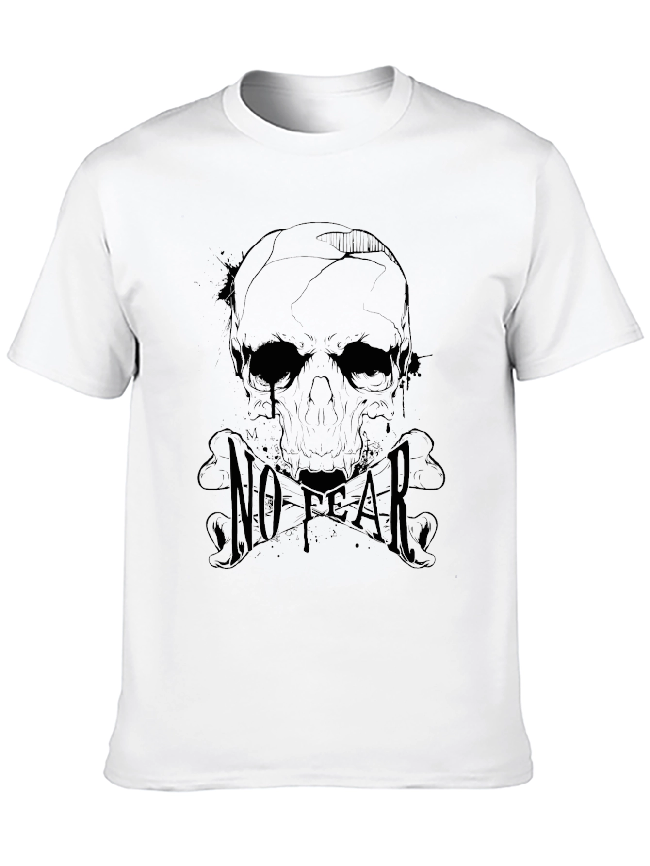 Mens Black No Fear Skull Graphic T-Shirt