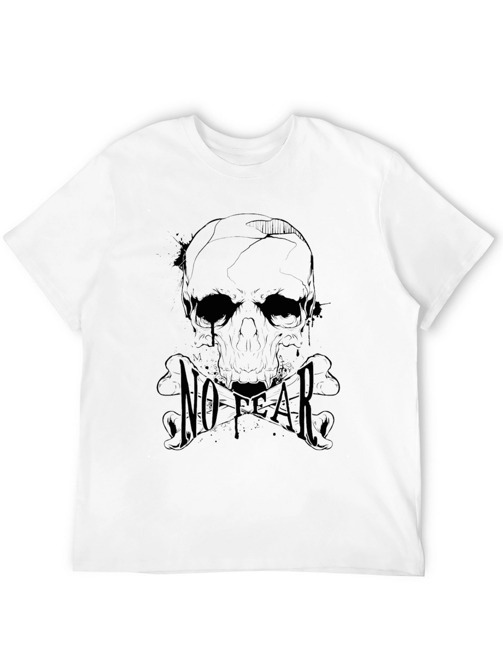 Mens Black No Fear Skull Graphic T-Shirt