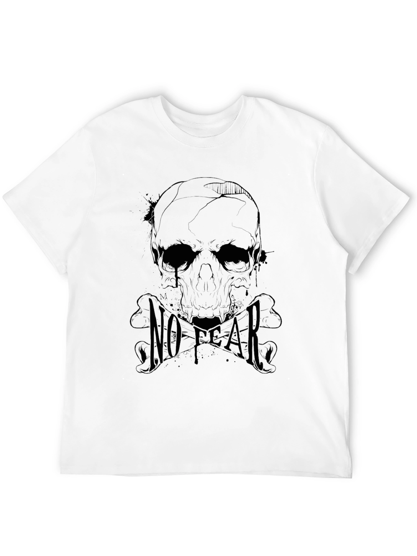 Mens Black No Fear Skull Graphic T-Shirt